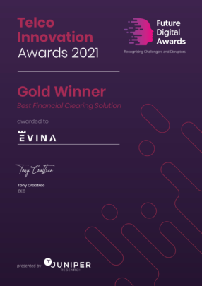 Juniper Research recognizes Evina as the gold winner in Security and Fraud Innovation